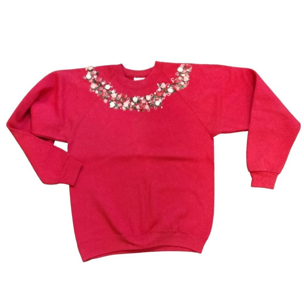 Festive Bright Pink LARGE Long Sleeve Sweatshirt